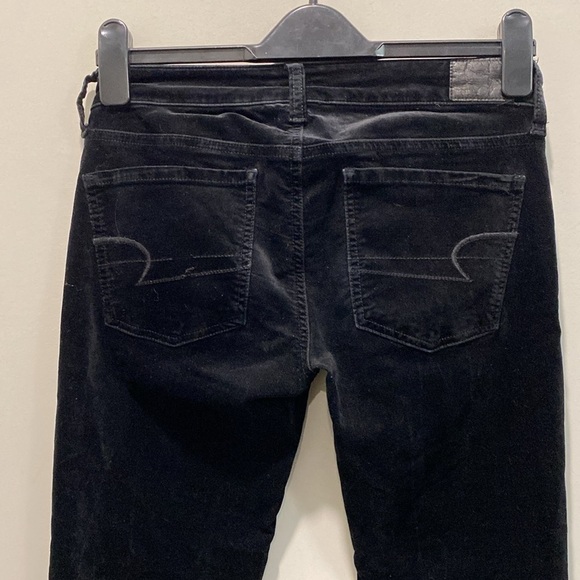 American Eagle Velour Super Stretch Jeans Black skinny Jeggings Size 2 - Picture 8 of 14